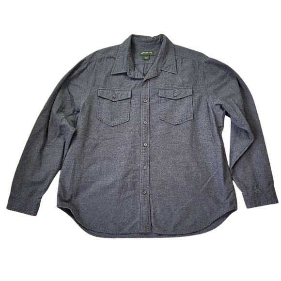 Eddie Bauer Men's Gray Fleece Casual Button Down Shirt XL Outdoors Gorpcore - Picture 1 of 12